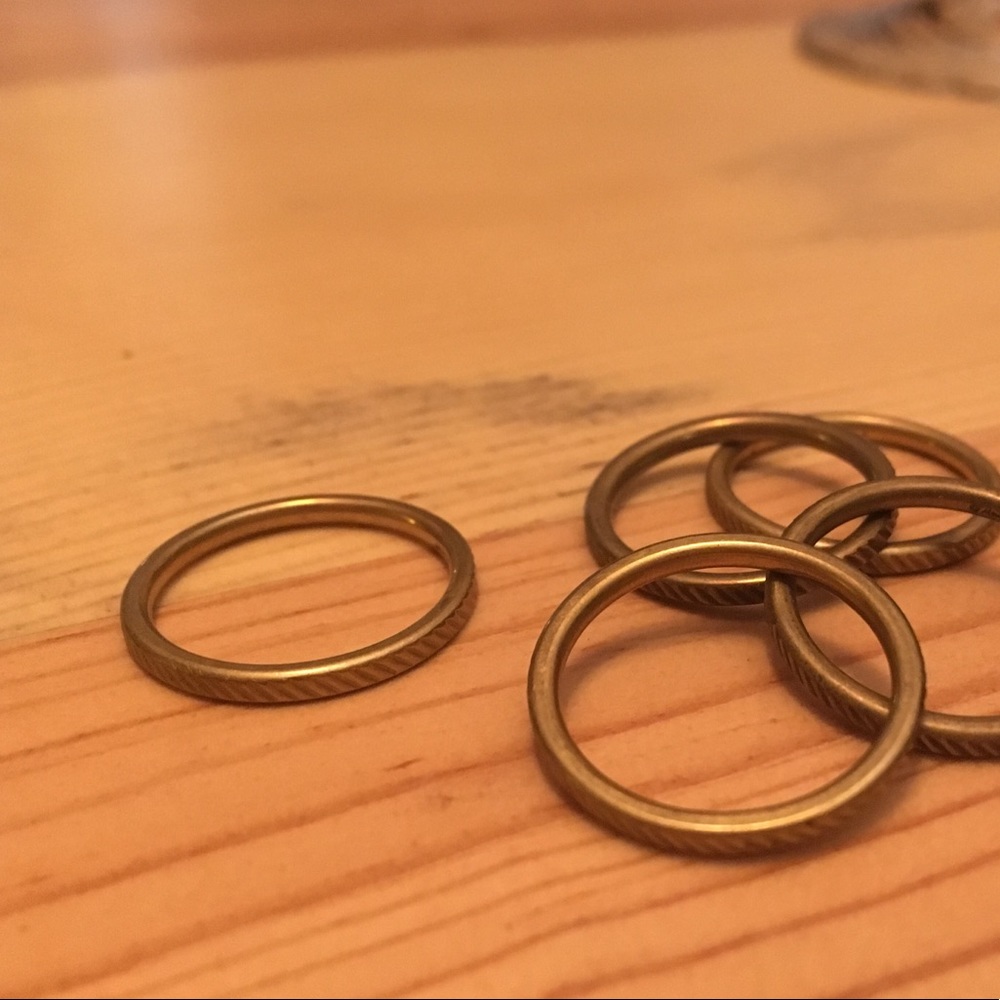 Stackable Rings - Gold With Grooves - image 3